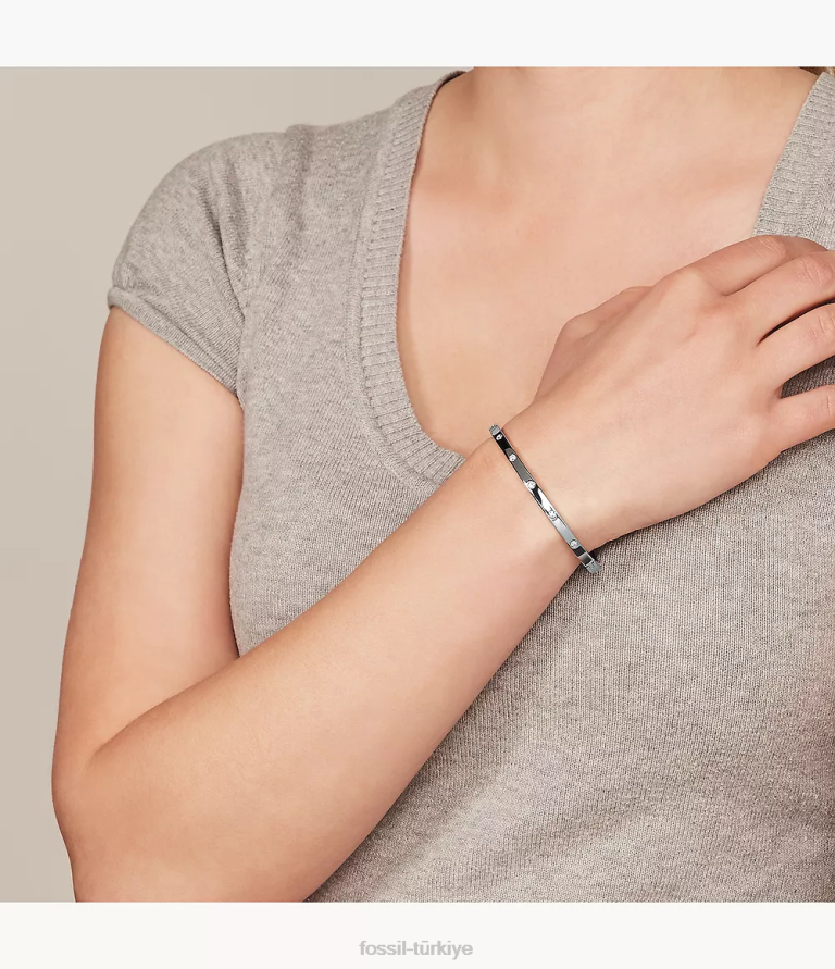 Fossil 6J041209 gümüş ton zarif nokta bileklik takı kadınlar