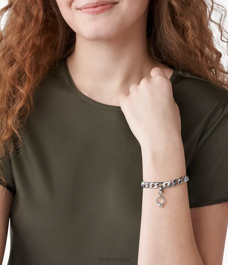 Fossil 6J041237 gümüş ton üvez ah çok büyüleyici paslanmaz çelik çekicilik takı kadınlar
