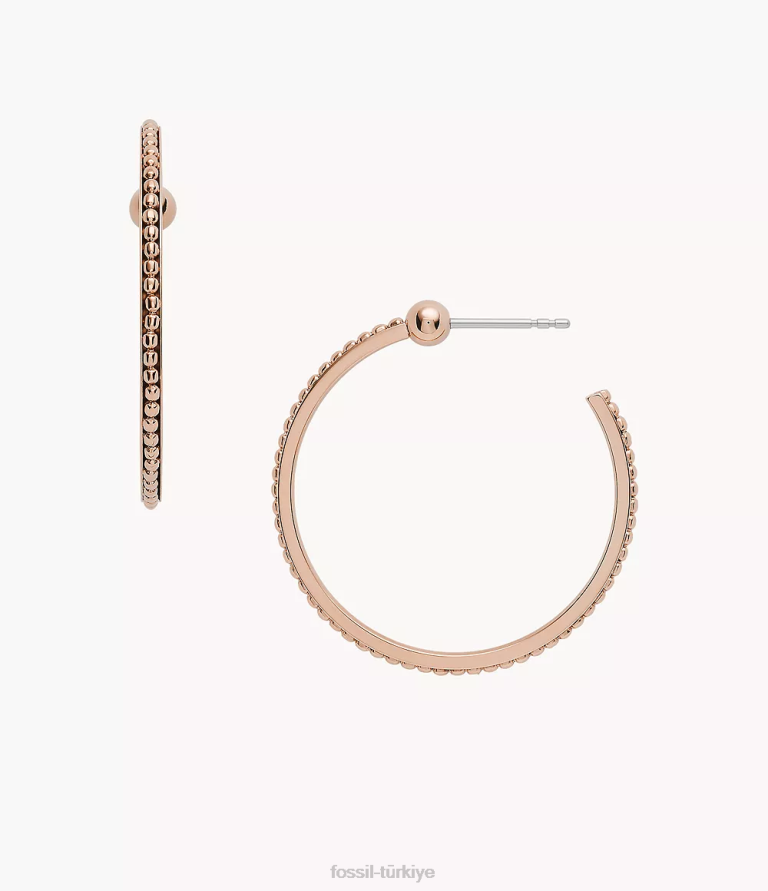 Fossil 6J041252 gül altın tonu dokulu paslanmaz çelik çemberler takı kadınlar