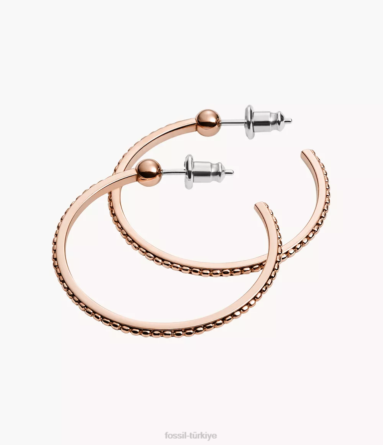Fossil 6J041252 gül altın tonu dokulu paslanmaz çelik çemberler takı kadınlar