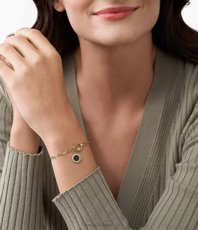 Fossil 6J041277 siyah oniks corra ah çok büyüleyici çekicilik takı kadınlar