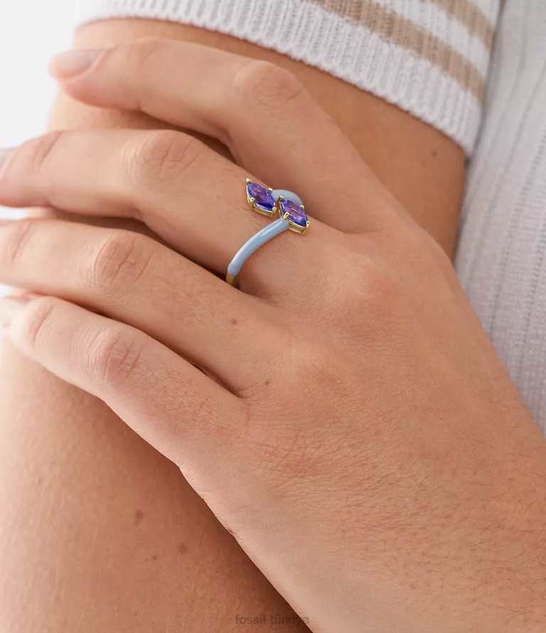 Fossil 6J041093 mor ve mavi renkli pop kristal yüzük takı kadınlar