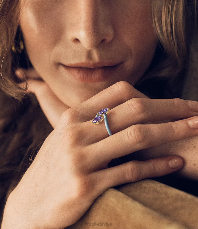 Fossil 6J041093 mor ve mavi renkli pop kristal yüzük takı kadınlar