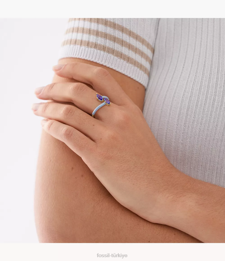 Fossil 6J041093 mor ve mavi renkli pop kristal yüzük takı kadınlar
