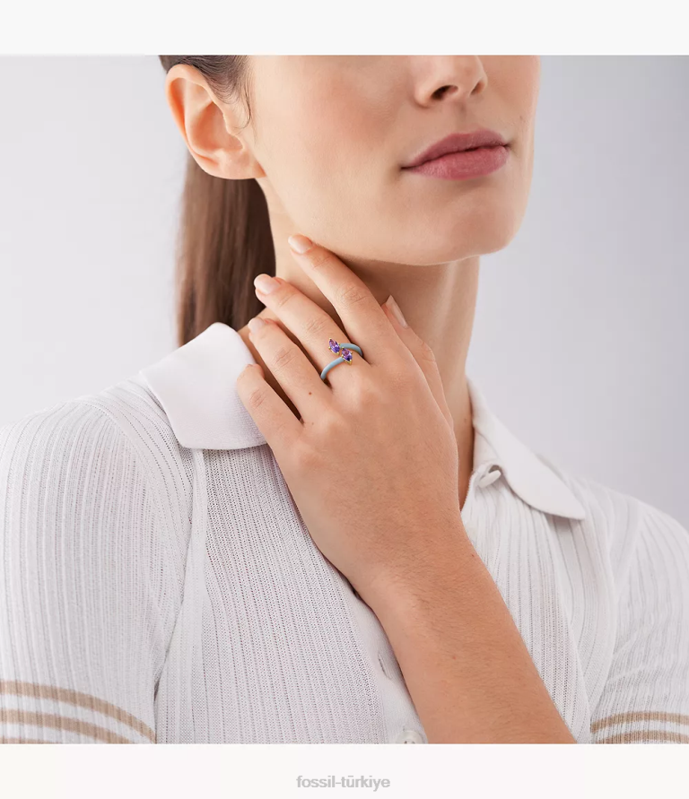 Fossil 6J041093 mor ve mavi renkli pop kristal yüzük takı kadınlar