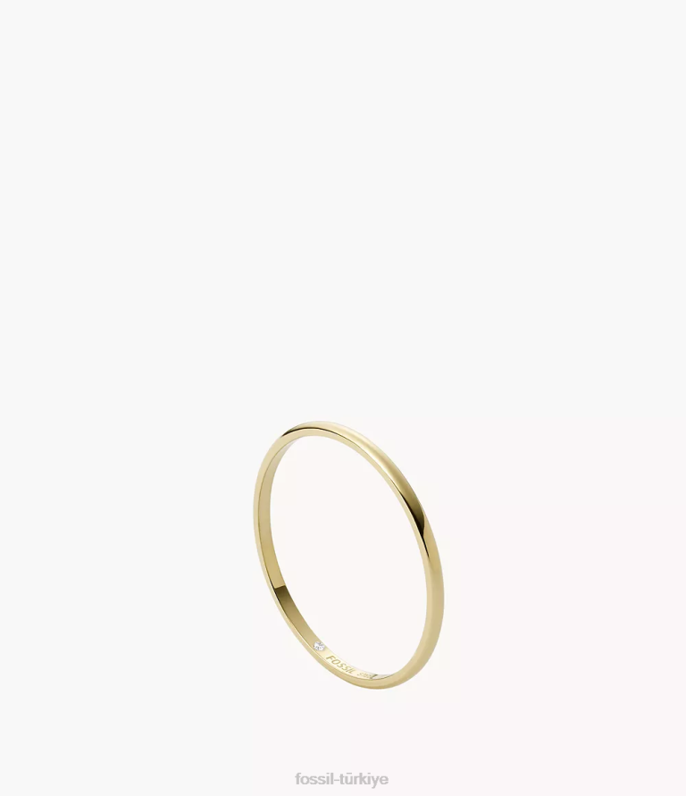Fossil 6J041096 altın tonu tamamı yığılmış paslanmaz çelik bant halkası takı kadınlar