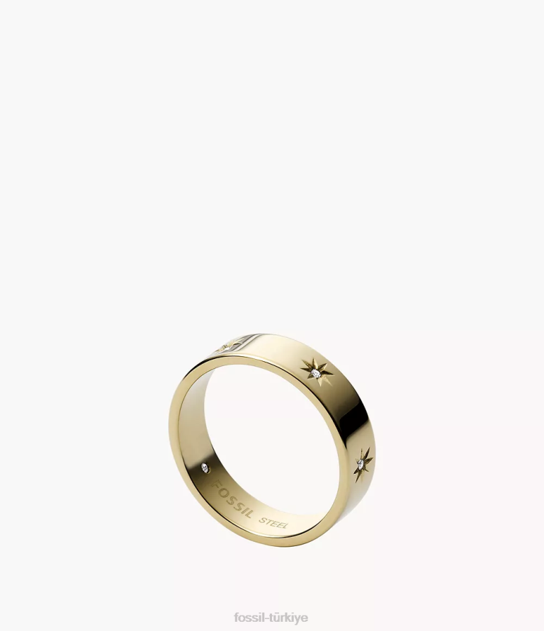 Fossil 6J041097 altın tonu sutton parlaklık parlak paslanmaz çelik bant halkası takı kadınlar