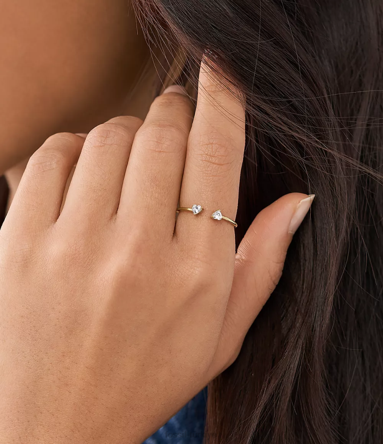 Fossil 6J041099 altın tonu sadie sevgi belirteçleri paslanmaz çelik toi et moi yüzük takı kadınlar