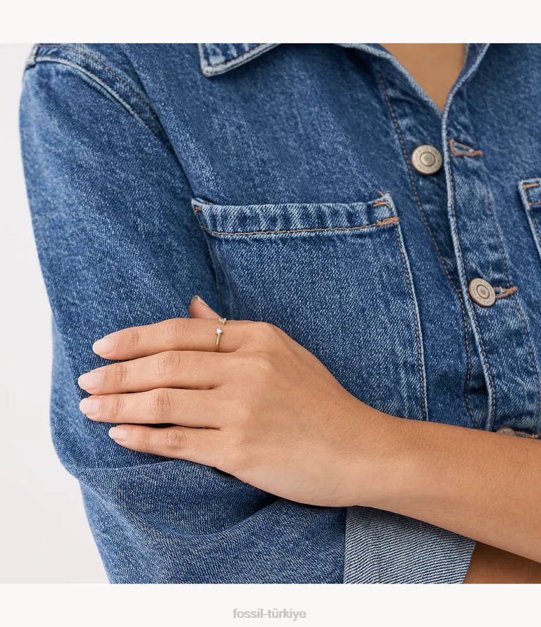 Fossil 6J041099 altın tonu sadie sevgi belirteçleri paslanmaz çelik toi et moi yüzük takı kadınlar