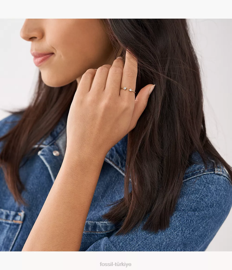 Fossil 6J041099 altın tonu sadie sevgi belirteçleri paslanmaz çelik toi et moi yüzük takı kadınlar
