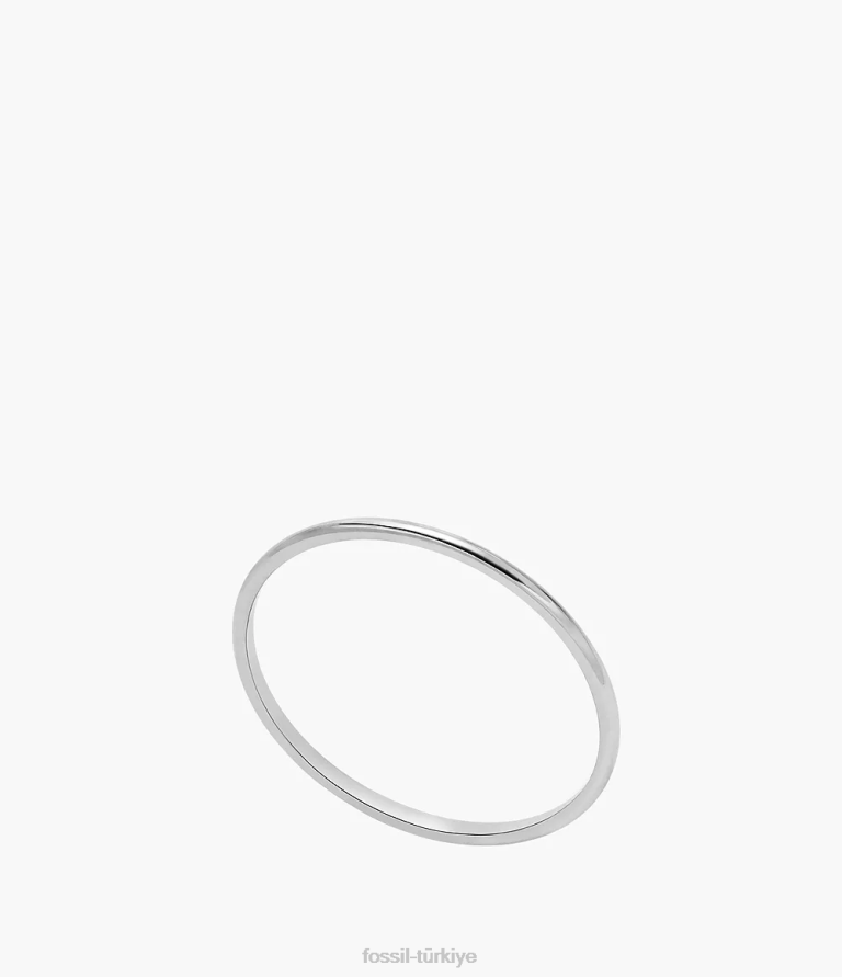 Fossil 6J041104 gümüş ton tamamı yığılmış paslanmaz çelik bant halkası takı kadınlar