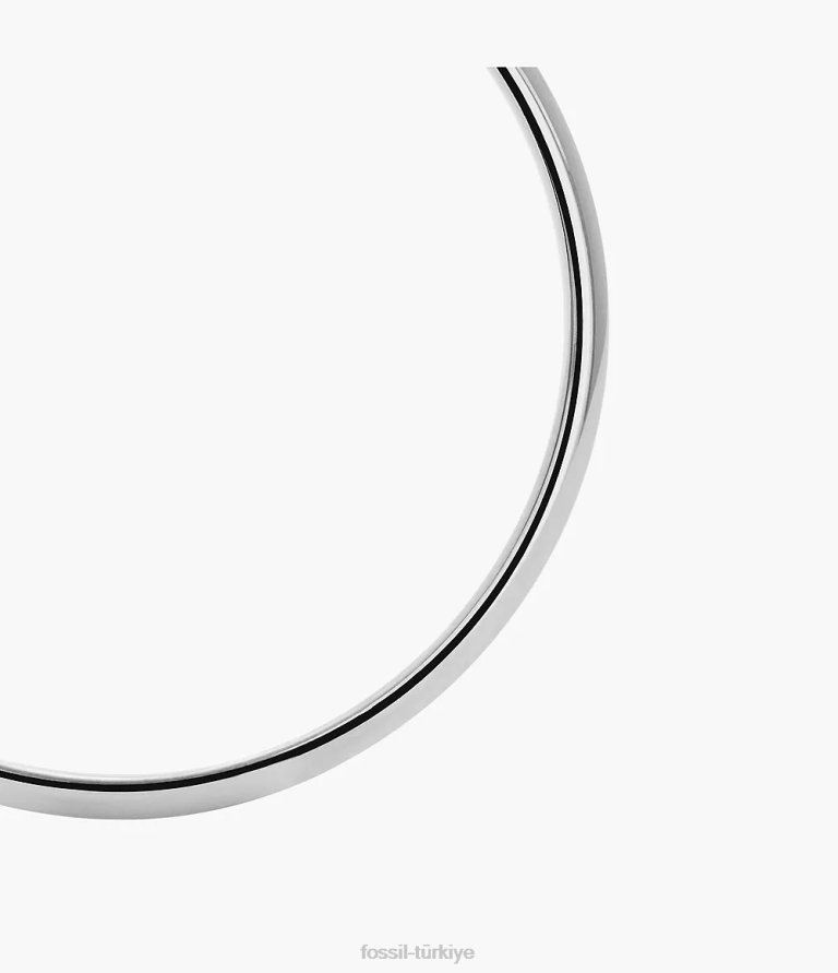 Fossil 6J041104 gümüş ton tamamı yığılmış paslanmaz çelik bant halkası takı kadınlar
