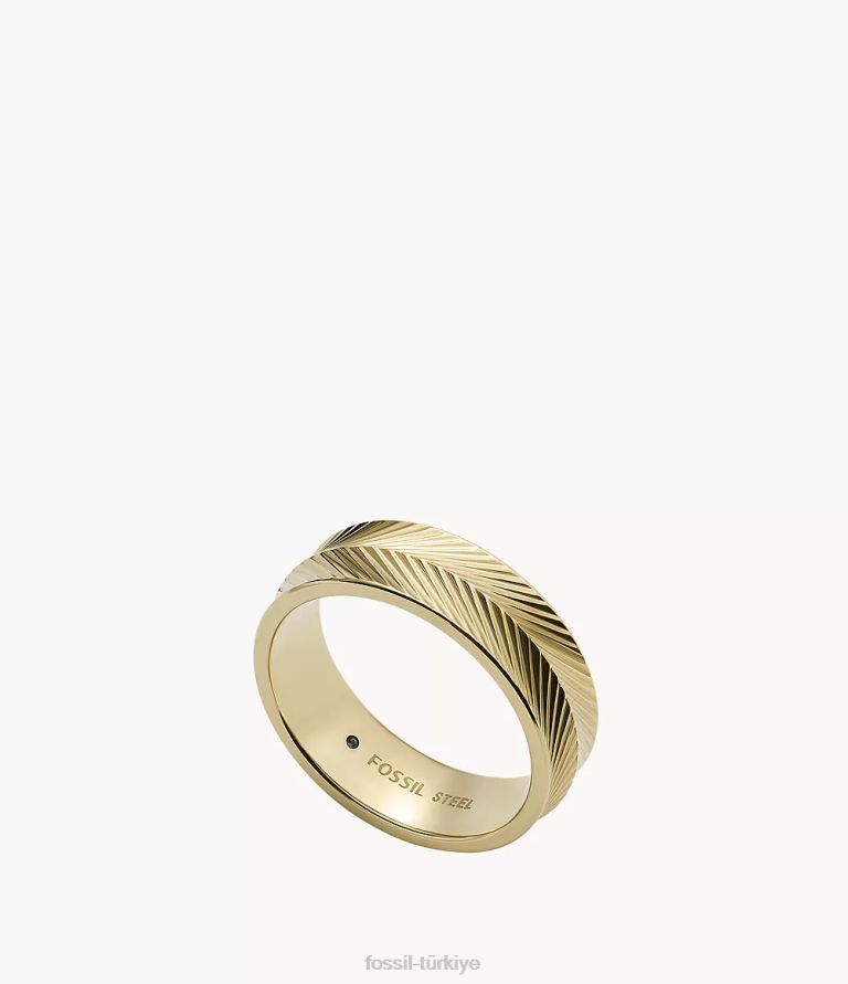 Fossil 6J041105 altın tonu harlow doğrusal doku paslanmaz çelik bant halkası takı kadınlar
