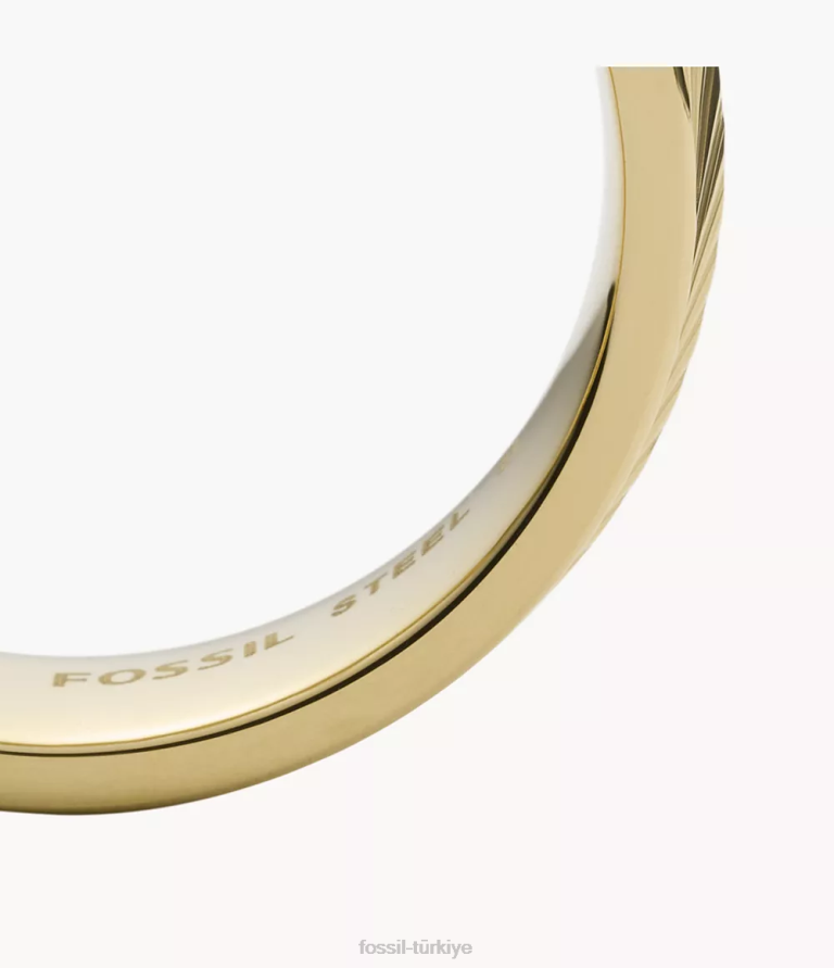 Fossil 6J041105 altın tonu harlow doğrusal doku paslanmaz çelik bant halkası takı kadınlar