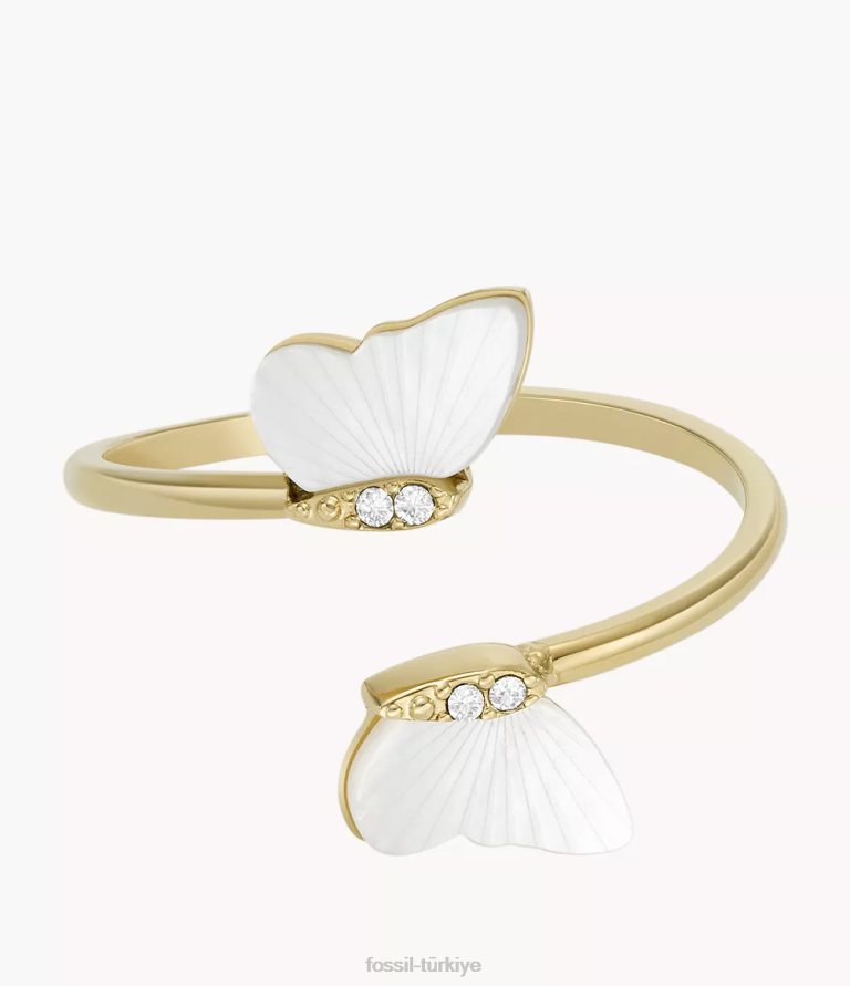 Fossil 6J041107 beyaz sedef parlak kanatlar kelebek yüzük takı kadınlar