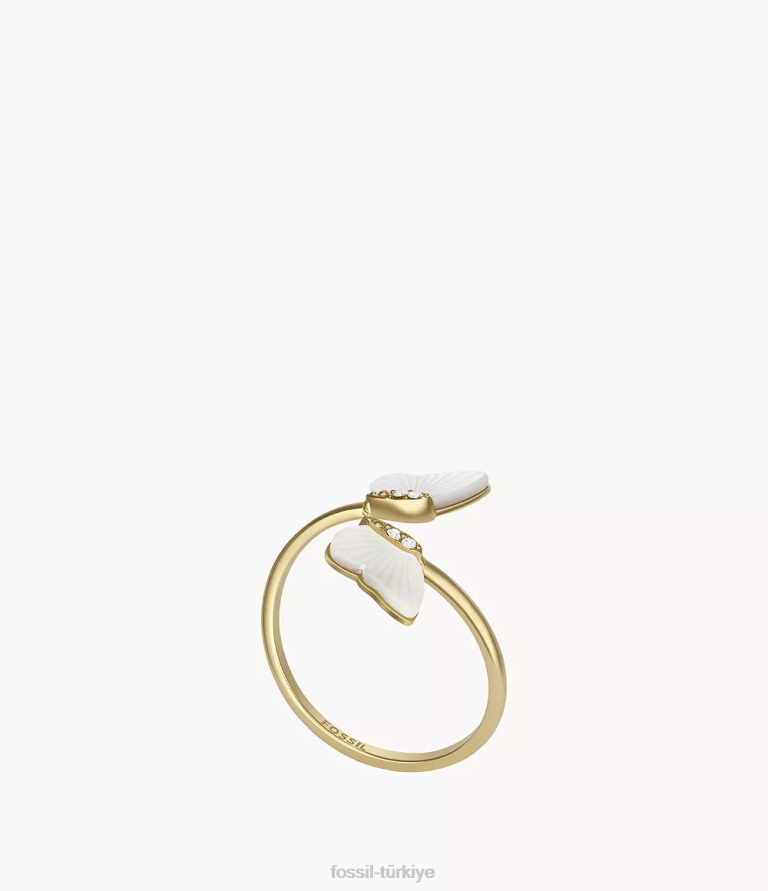 Fossil 6J041107 beyaz sedef parlak kanatlar kelebek yüzük takı kadınlar