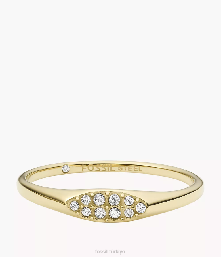 Fossil 6J041108 altın tonu tamamı yığılmış paslanmaz çelik yığın halkası takı kadınlar