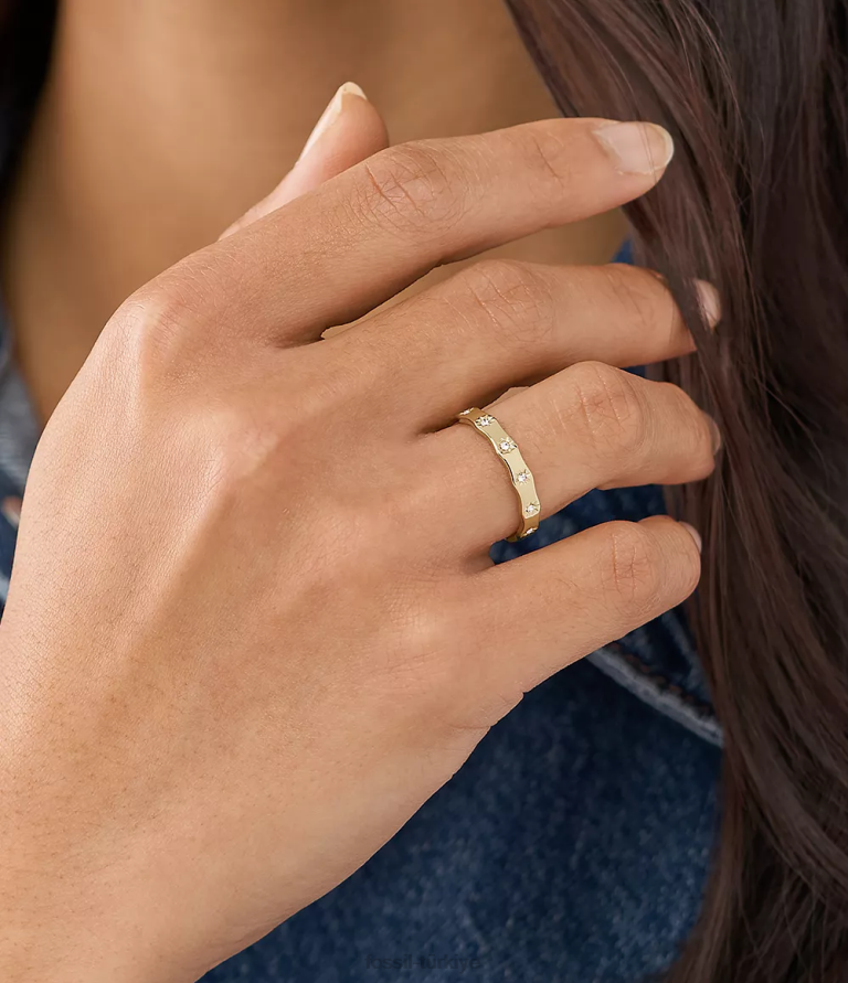 Fossil 6J041109 altın tonu sadie fistolu kenar paslanmaz çelik halka takı kadınlar
