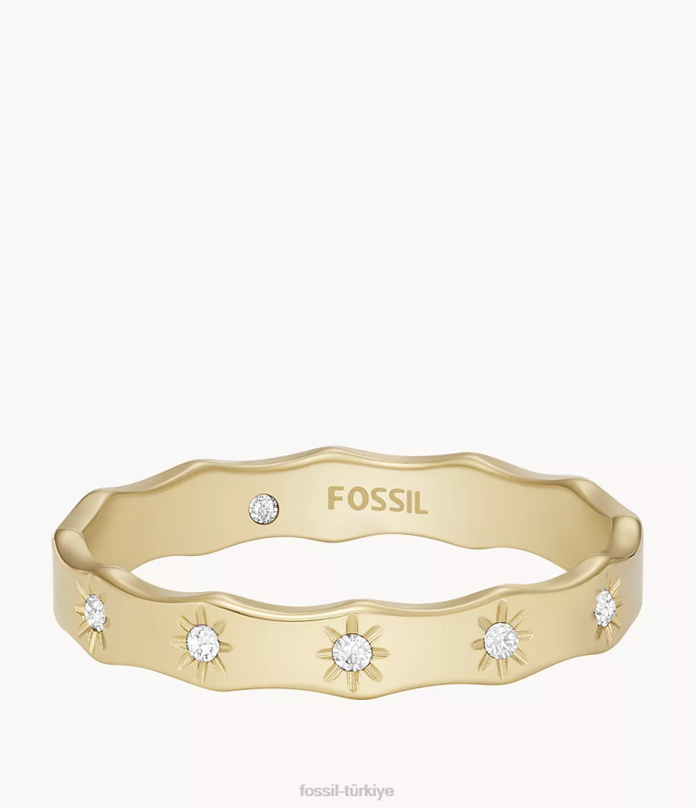 Fossil 6J041109 altın tonu sadie fistolu kenar paslanmaz çelik halka takı kadınlar