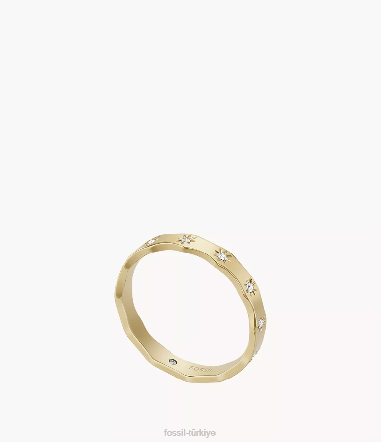 Fossil 6J041109 altın tonu sadie fistolu kenar paslanmaz çelik halka takı kadınlar