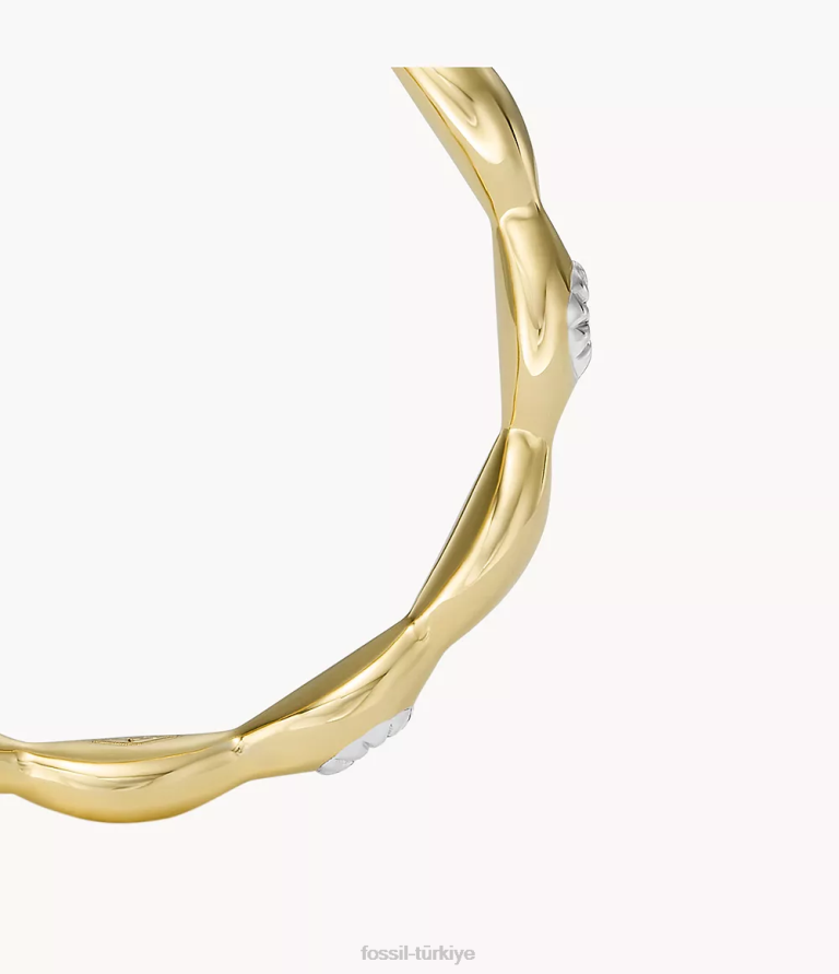 Fossil 6J041113 altın nazar 14k kaplama şeffaf laboratuvarda yetiştirilen pırlanta bant yüzük takı kadınlar