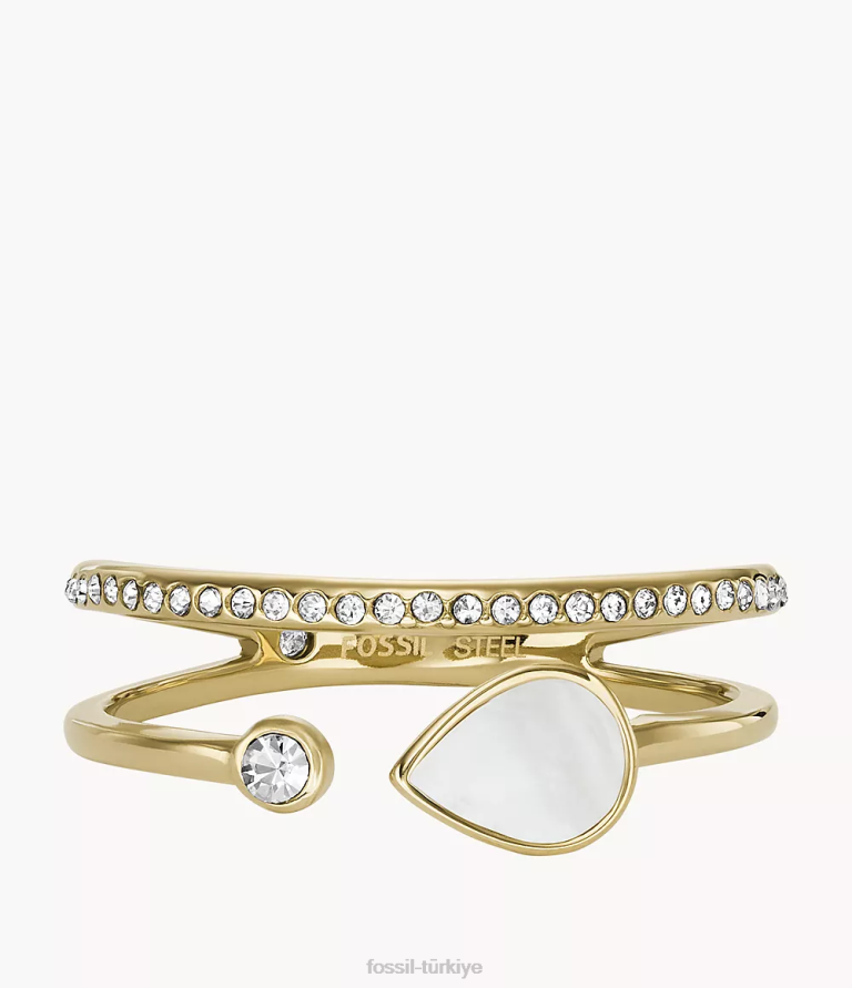 Fossil 6J041115 beyaz sedef gözyaşı ön yığın halkası takı kadınlar