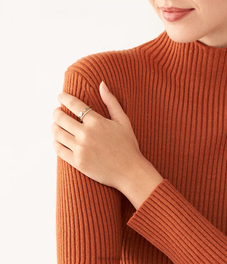 Fossil 6J041115 beyaz sedef gözyaşı ön yığın halkası takı kadınlar