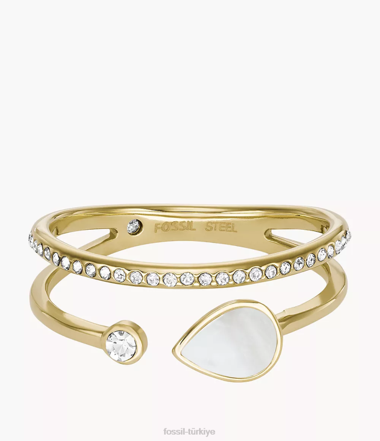 Fossil 6J041115 beyaz sedef gözyaşı ön yığın halkası takı kadınlar