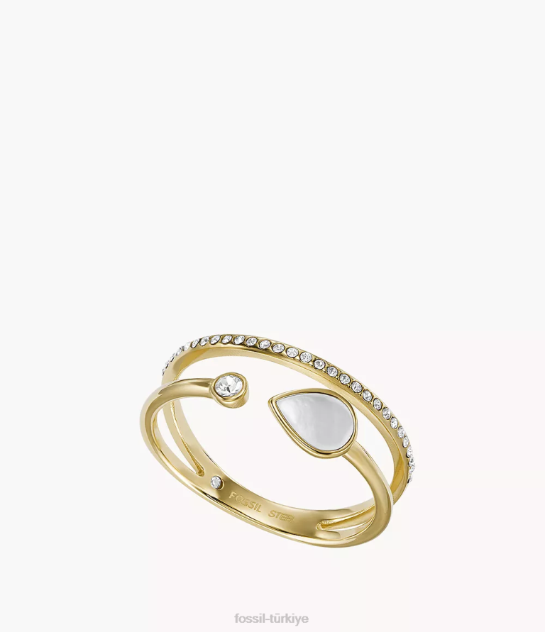 Fossil 6J041115 beyaz sedef gözyaşı ön yığın halkası takı kadınlar