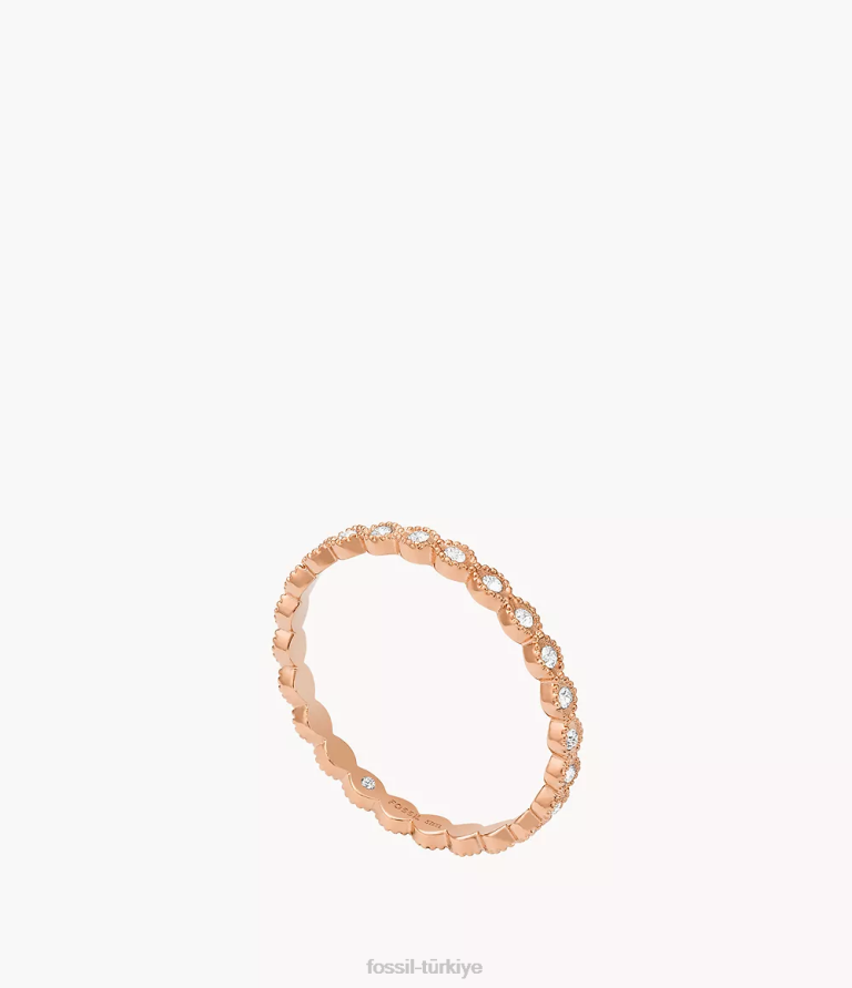 Fossil 6J041116 gül altın tonu sadie'nin hepsi paslanmaz çelik bant halkası yığılmış takı kadınlar