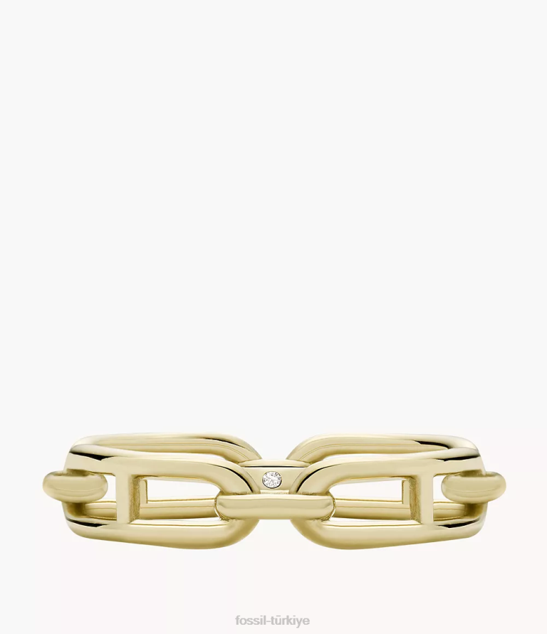 Fossil 6J041117 altın tonu miras essentials paslanmaz çelik bant halkası takı kadınlar