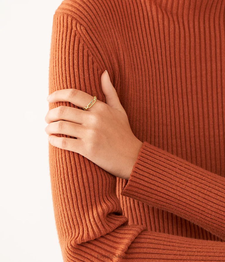 Fossil 6J041117 altın tonu miras essentials paslanmaz çelik bant halkası takı kadınlar