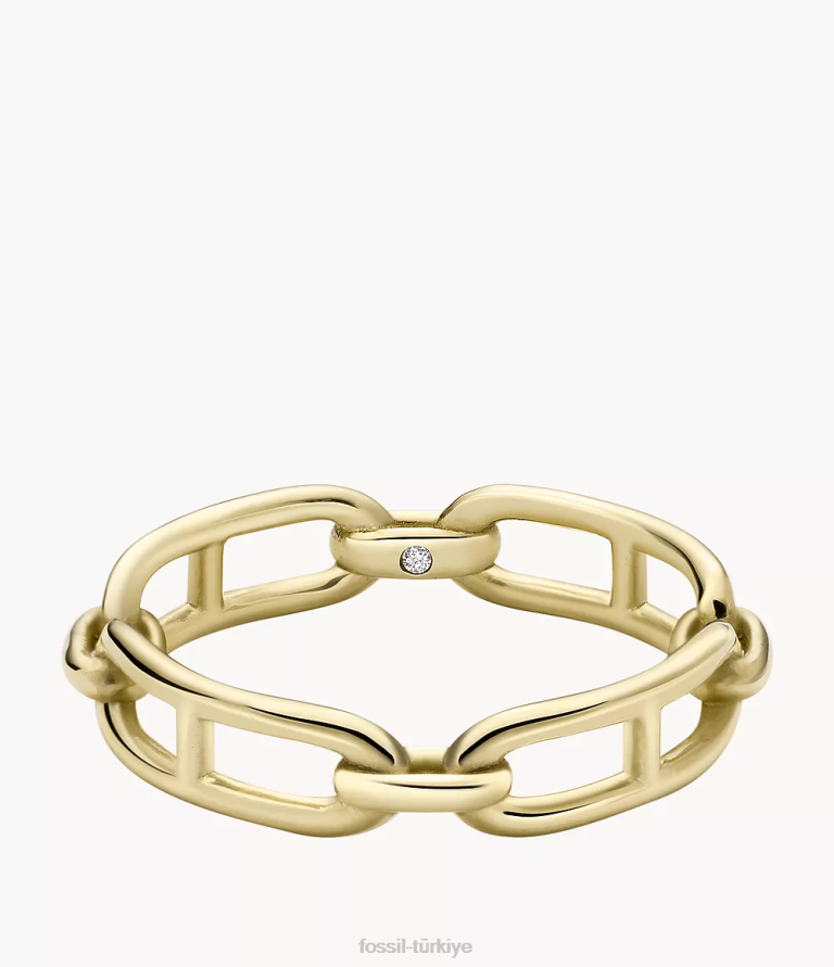 Fossil 6J041117 altın tonu miras essentials paslanmaz çelik bant halkası takı kadınlar