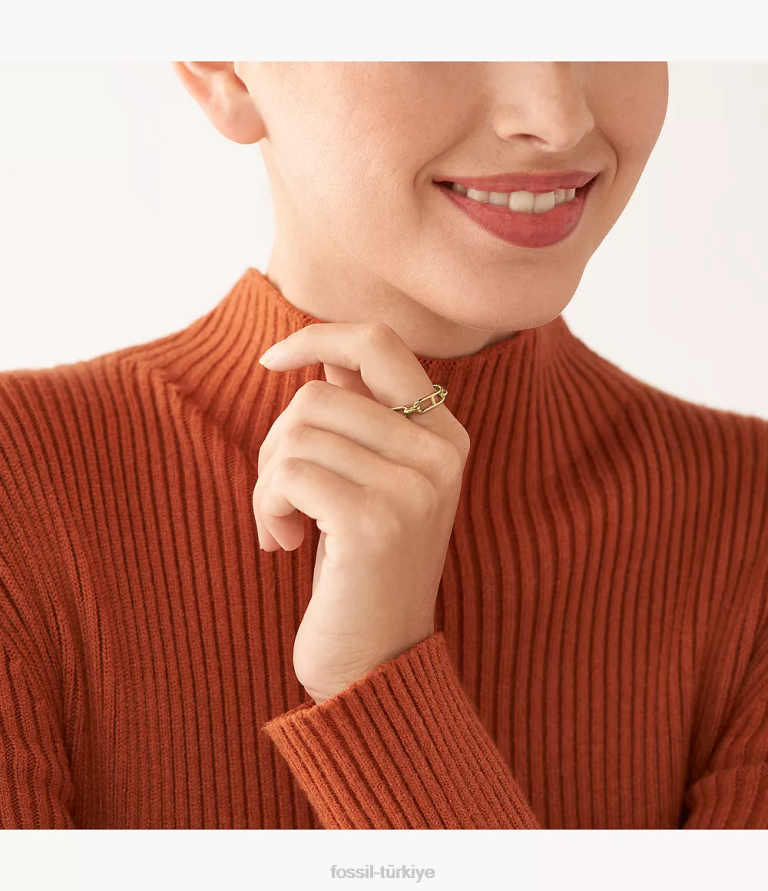 Fossil 6J041117 altın tonu miras essentials paslanmaz çelik bant halkası takı kadınlar