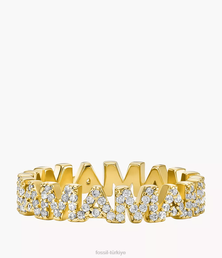 Fossil 6J041158 altın tonu ela pirinç bant halkası takı kadınlar