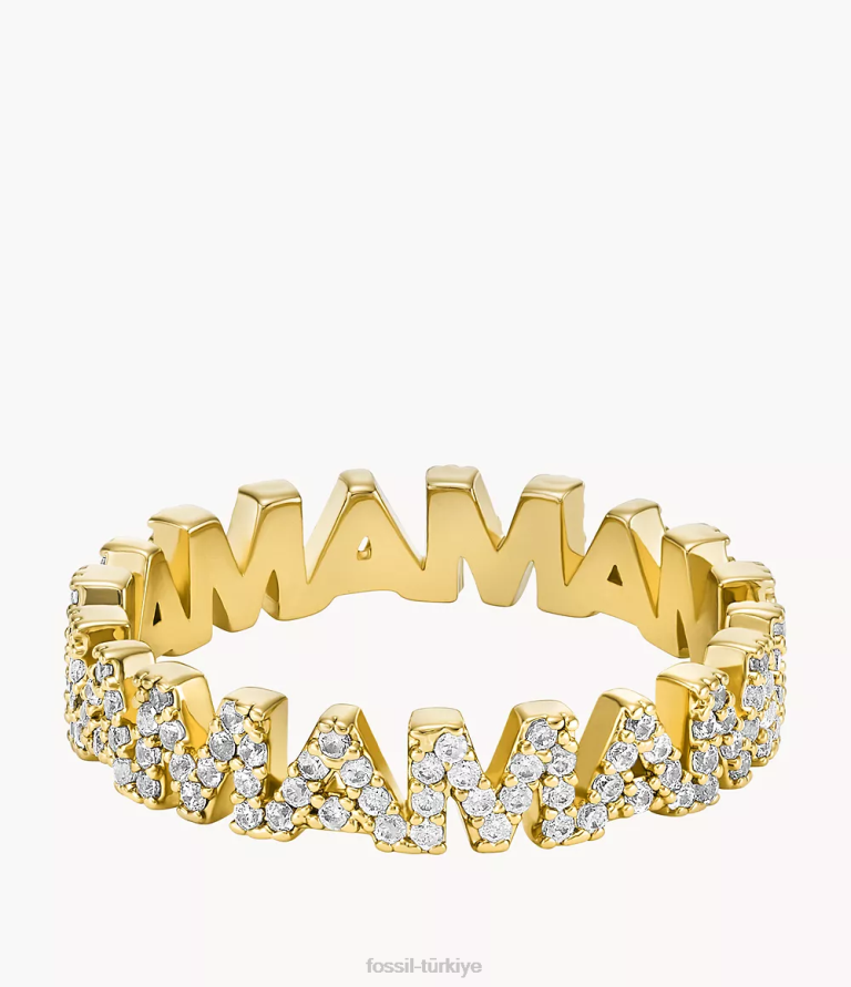 Fossil 6J041158 altın tonu ela pirinç bant halkası takı kadınlar