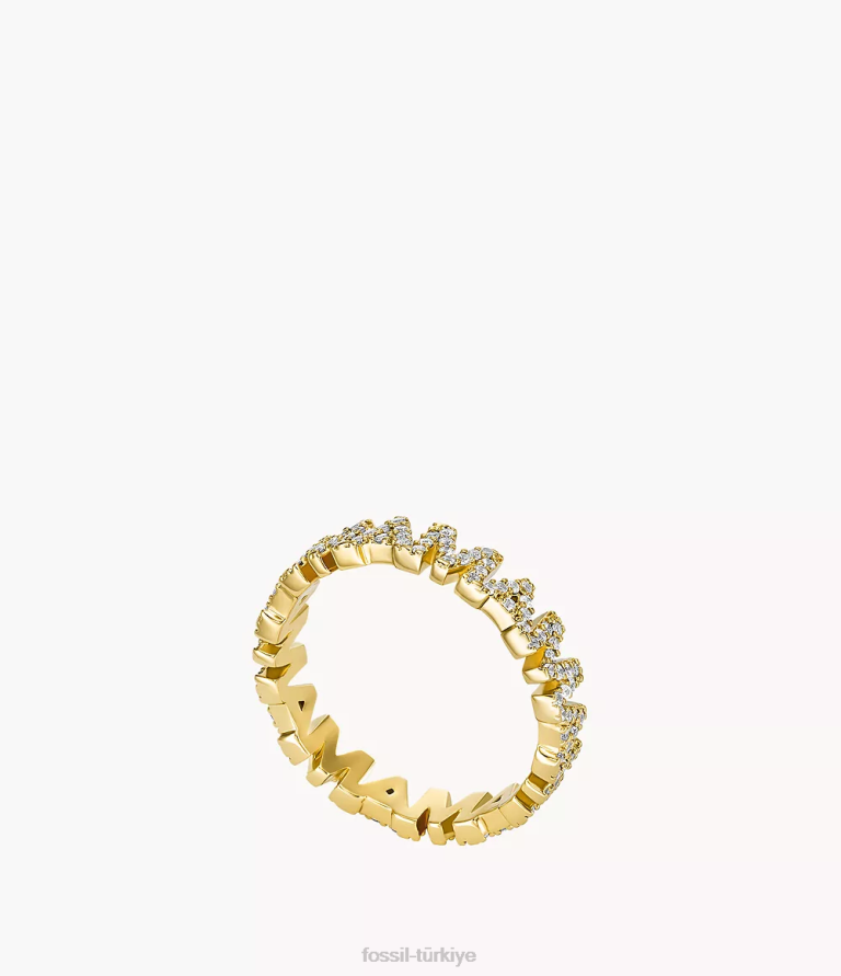 Fossil 6J041158 altın tonu ela pirinç bant halkası takı kadınlar