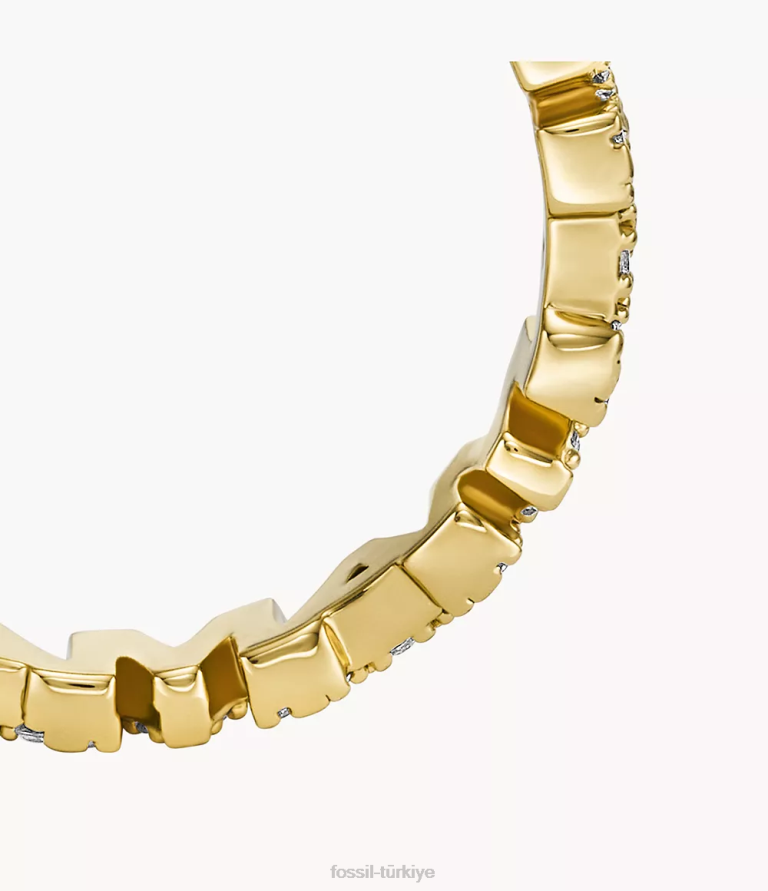 Fossil 6J041158 altın tonu ela pirinç bant halkası takı kadınlar