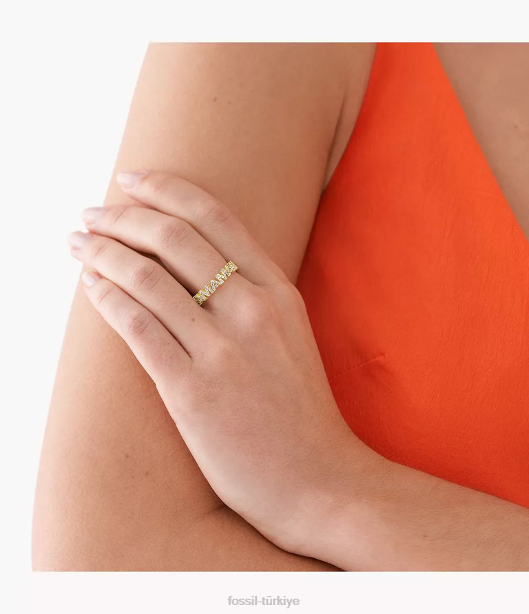 Fossil 6J041158 altın tonu ela pirinç bant halkası takı kadınlar