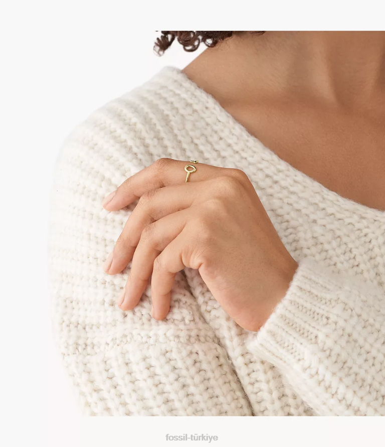 Fossil 6J041196 altın tonu arşiv paslanmaz çelik anahtarlık halkası takı kadınlar