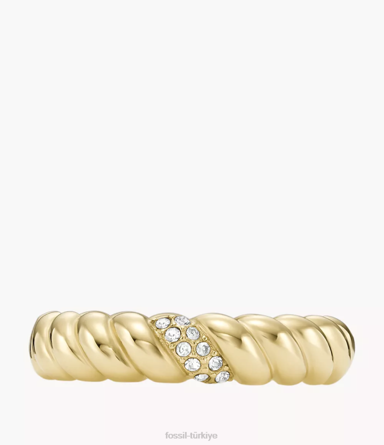 Fossil 6J041197 altın tonu vintage büküm paslanmaz çelik bant halkası takı kadınlar