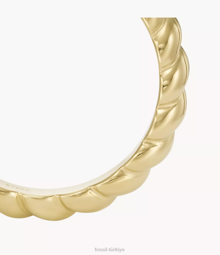 Fossil 6J041197 altın tonu vintage büküm paslanmaz çelik bant halkası takı kadınlar