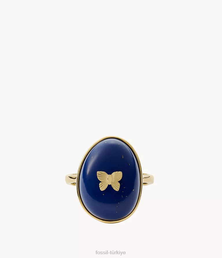 Fossil 6J041221 lapis mavisi gürcistan modern göçebe lapis kokteyl yüzüğü takı kadınlar