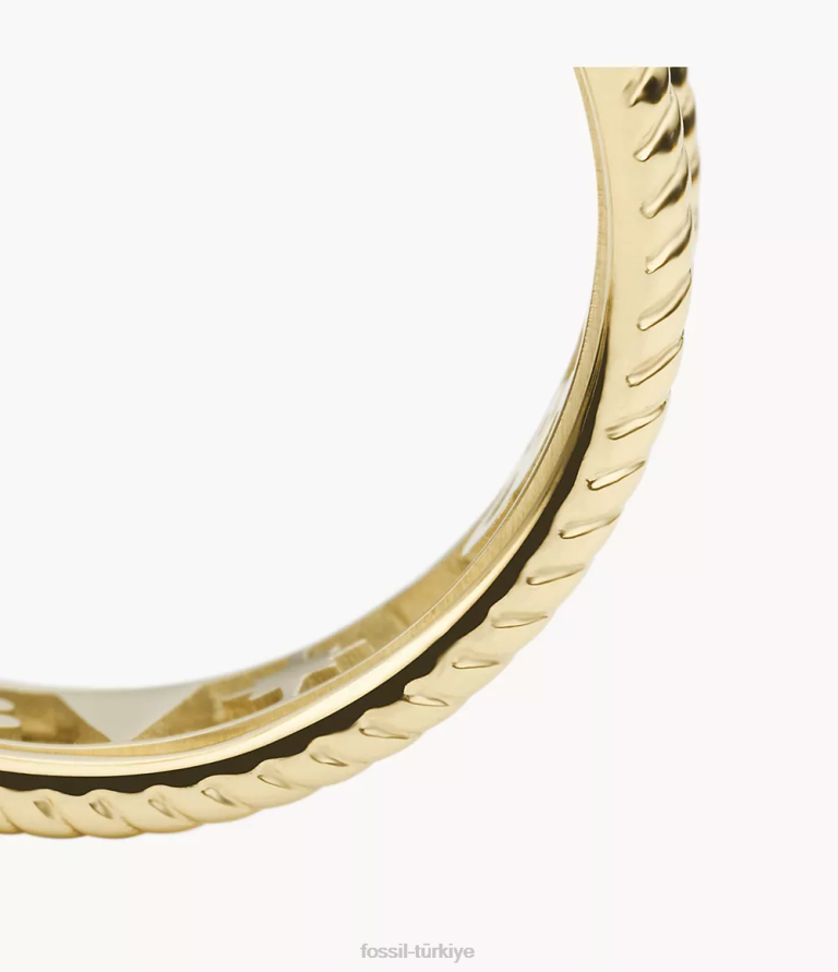 Fossil 6J041264 altın sutton simgeleri paslanmaz çelik bant halkası takı kadınlar