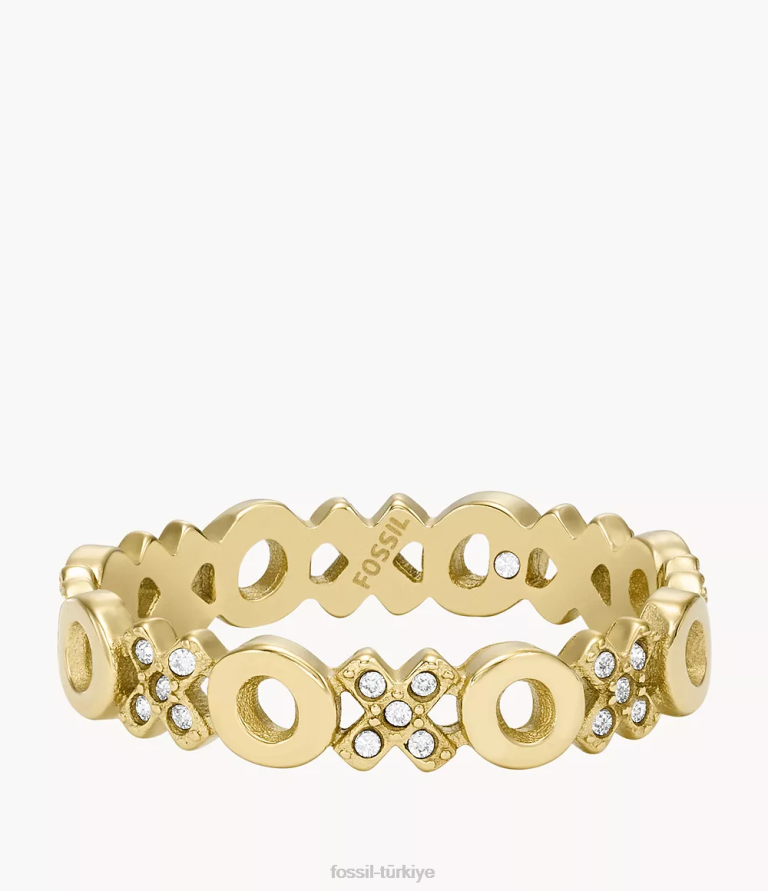Fossil 6J041293 altın tonu ela paslanmaz çelik bant halkası takı kadınlar