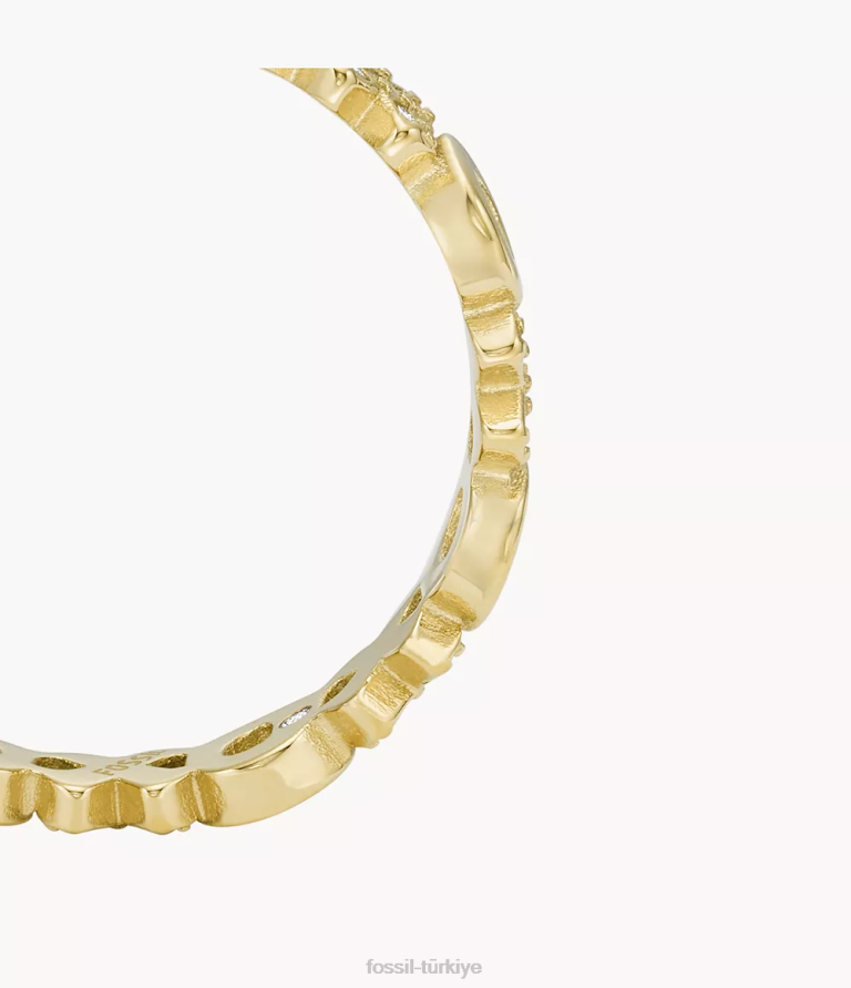 Fossil 6J041293 altın tonu ela paslanmaz çelik bant halkası takı kadınlar