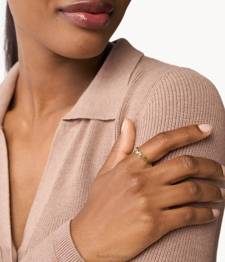 Fossil 6J041319 altın tonu georgia mama paslanmaz çelik bant halkası takı kadınlar